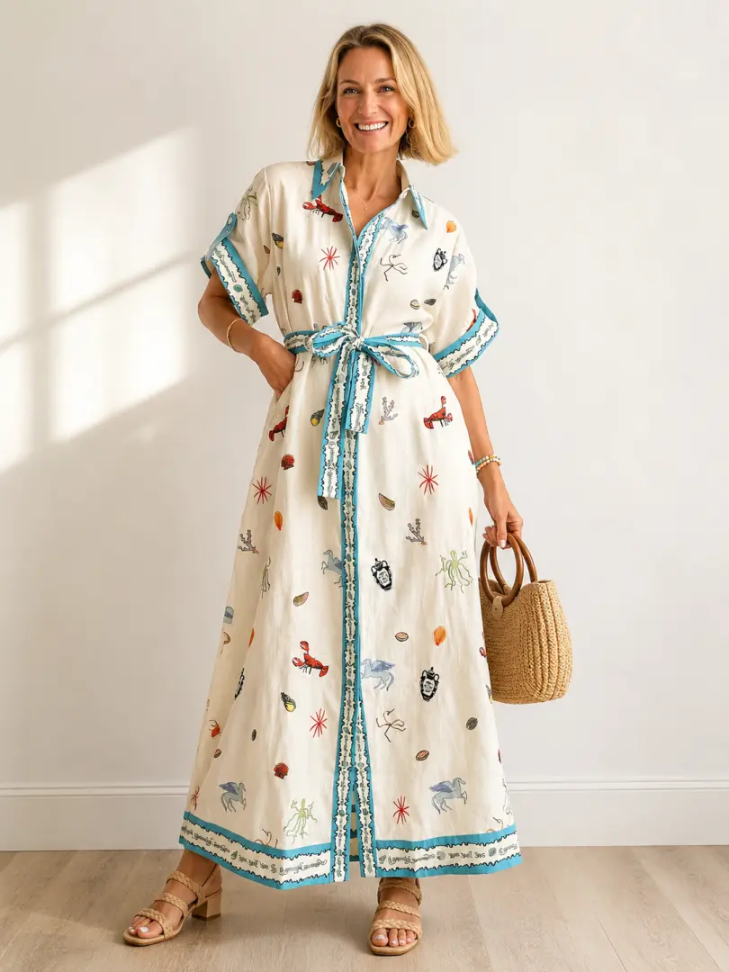 Coastal Breeze Belted Dress