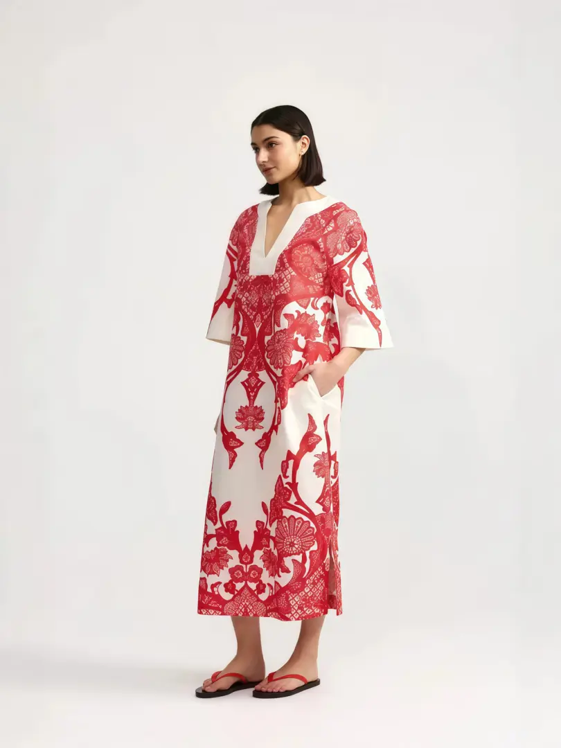 Coral Riviera Linen Dress
