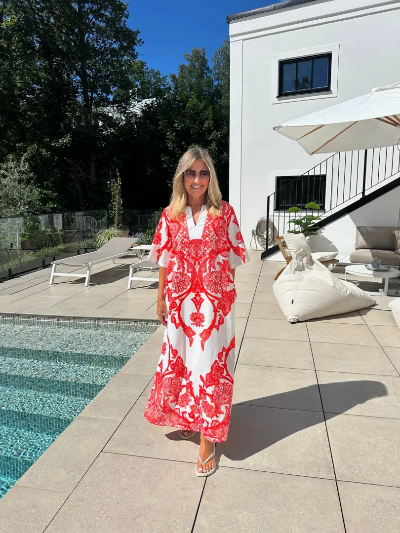 Coral Riviera Linen Dress