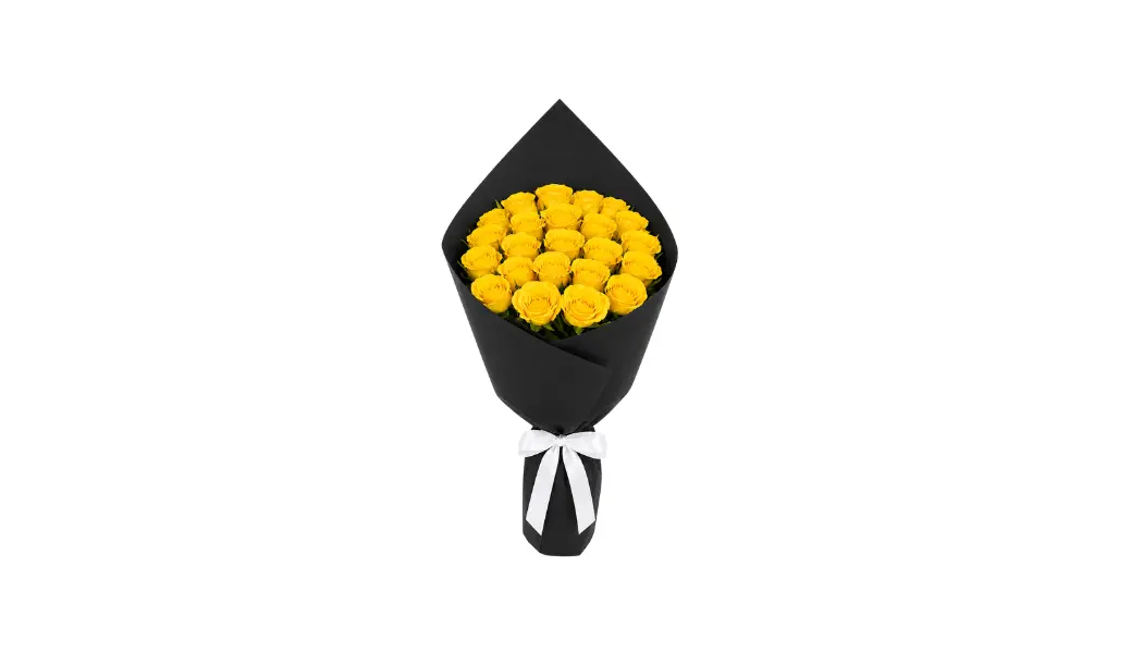 25 Yellow Rose Wrapped Bouquet