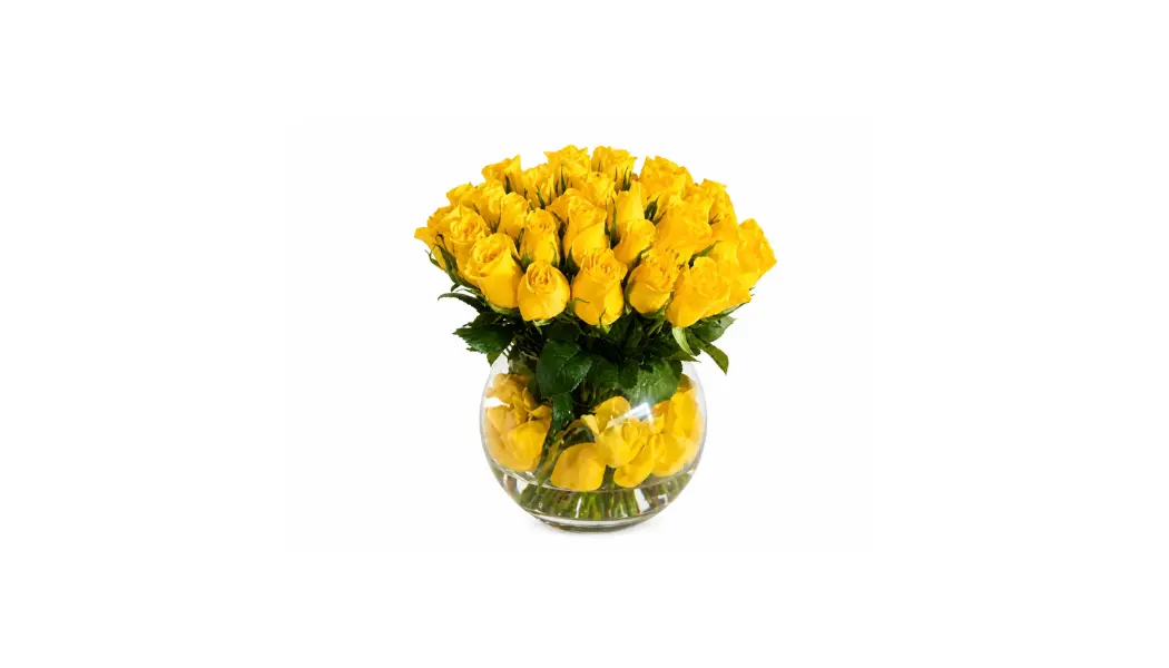 50 Yellow Rose Vase Arrangement