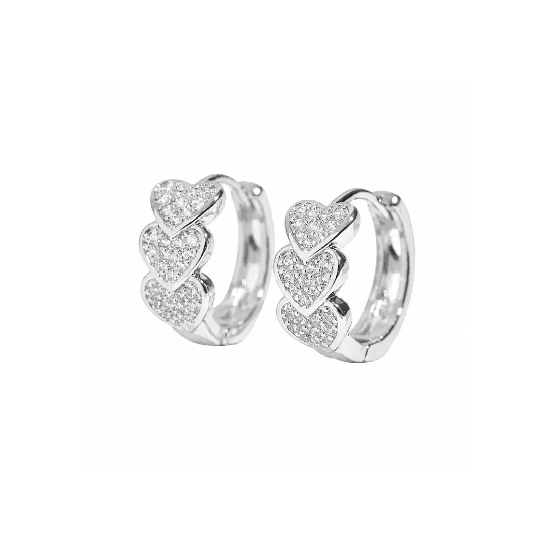 Sparkly heart earrings ( Silver )