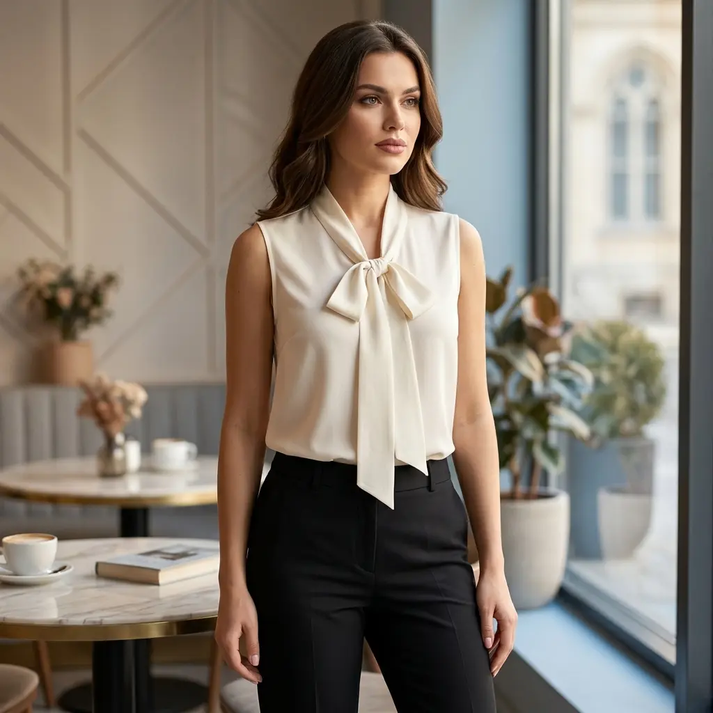 Beige Blouse Sleeveless ST02