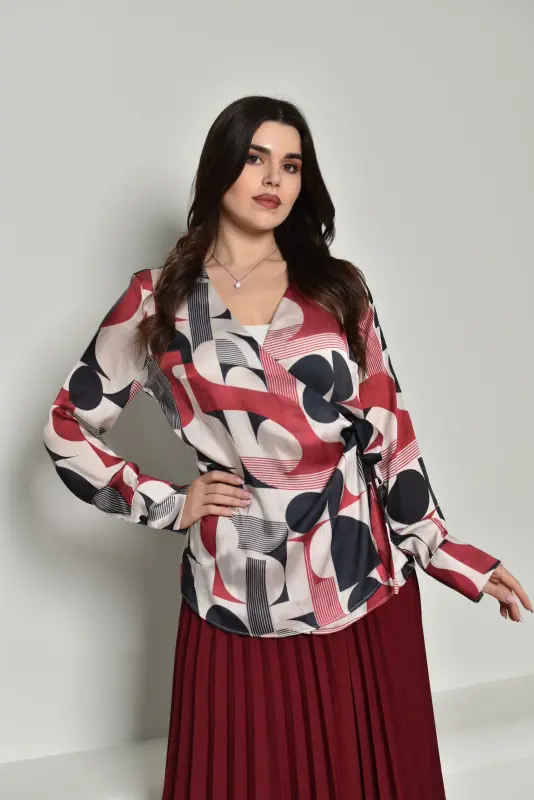Maroon and Black Blouse- ST15