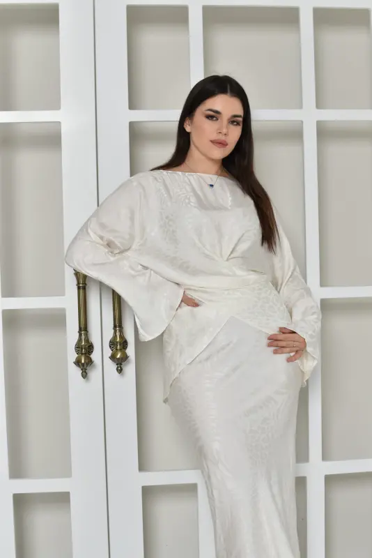 White elegant two piece outfit Top and Skirt
