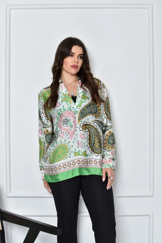 Green with multi color Shirt