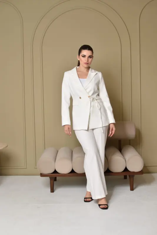 White  Two Pieces Outfits with Golden Bottom - NS0526-7