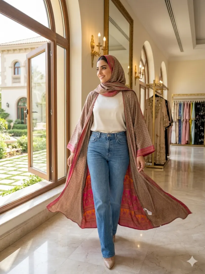 عباية حرير هندي مع الشيلة