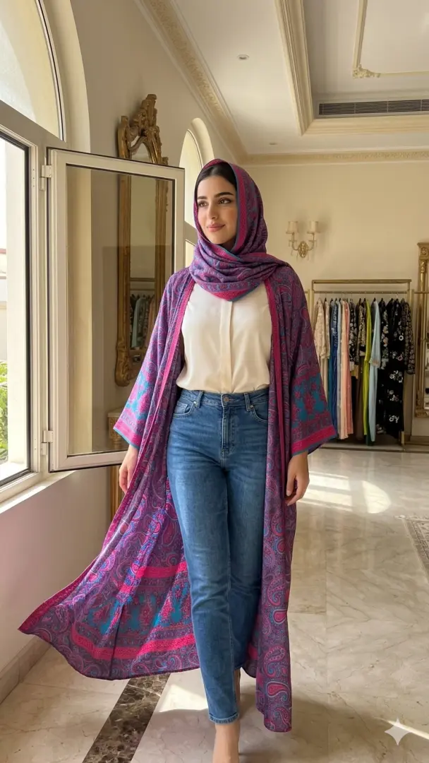 عباية حرير هندي مع الشيلة