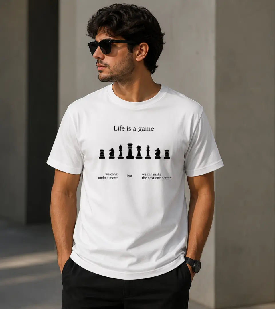 Life is a Game – تيشيرت بطباعة الشطرنج