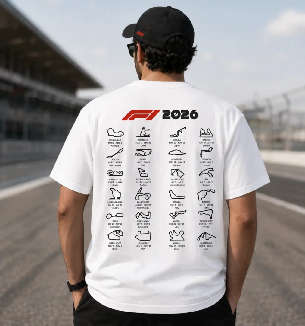 F1 2026 Race Calendar Tee – Black Edition