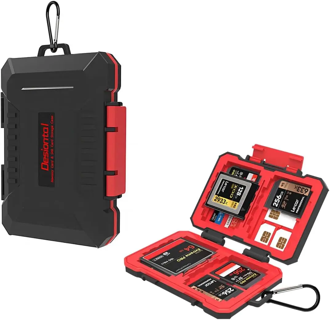 28 Slots Memory Card Case,for 4 SD and 12 TF Cards,Photography Accessories Water-Resistant Anti-Shoc