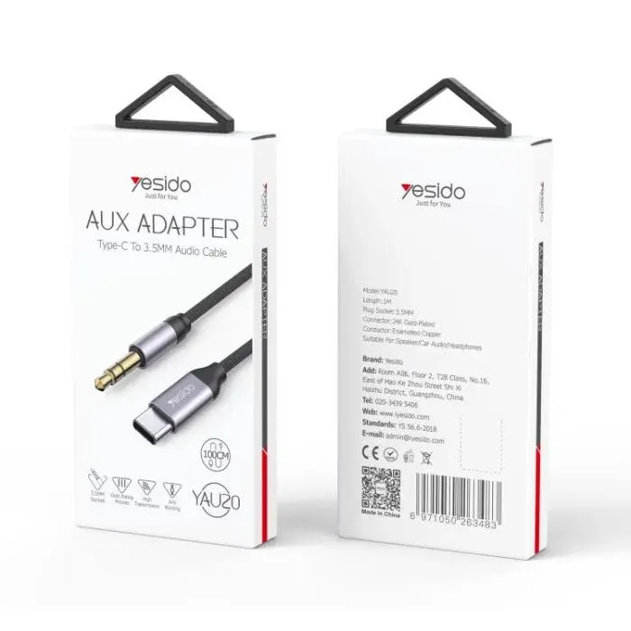 Yesido YAU20 Type-C to 3.5mm Audio Adapter Cable