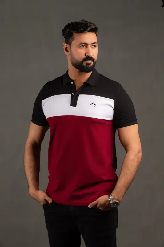 Maron & Black Polo T-shirt