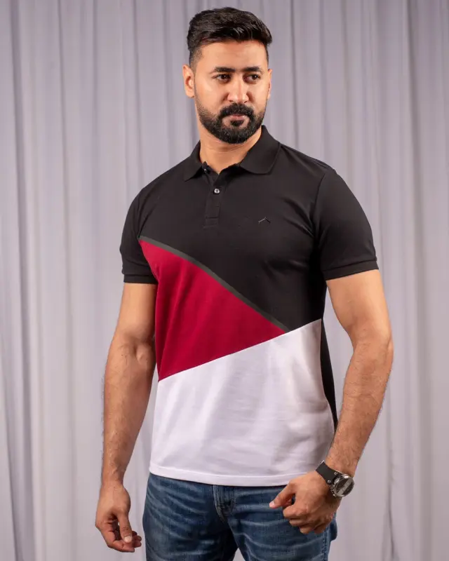 BLACK & RED POLO T-SHIRT