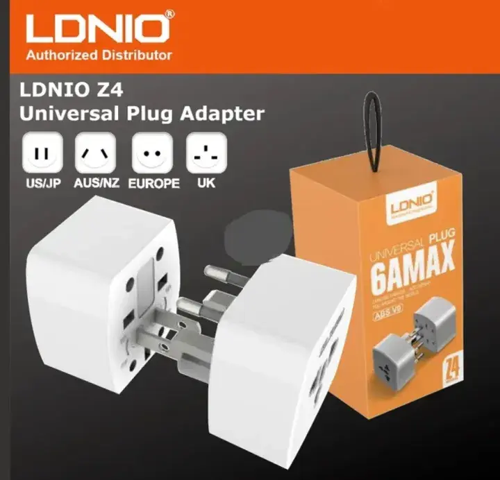 LDNIO Z4 Universal Plug 6AMAX Concise Fashion - Lightweight ABS V0 Travel Adapter with Silkworm Wing
