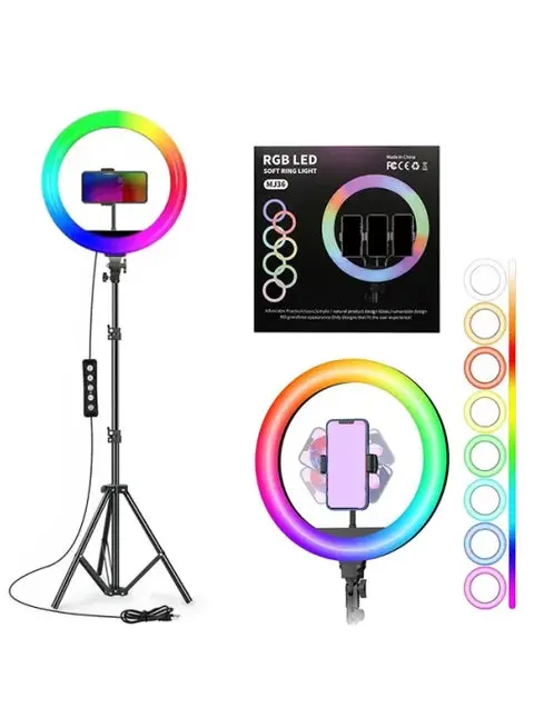 إضاءة LED ناعمة RGB مقاس 6 بوصات مع حامل هاتف وسطوع