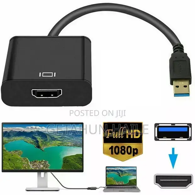محول USB إلى HDMI - كابل فيديو جرافيكس HD 1080P لعدة شاشات، محول USB 3.0/2.0 إلى HDMI للصوت والفيديو