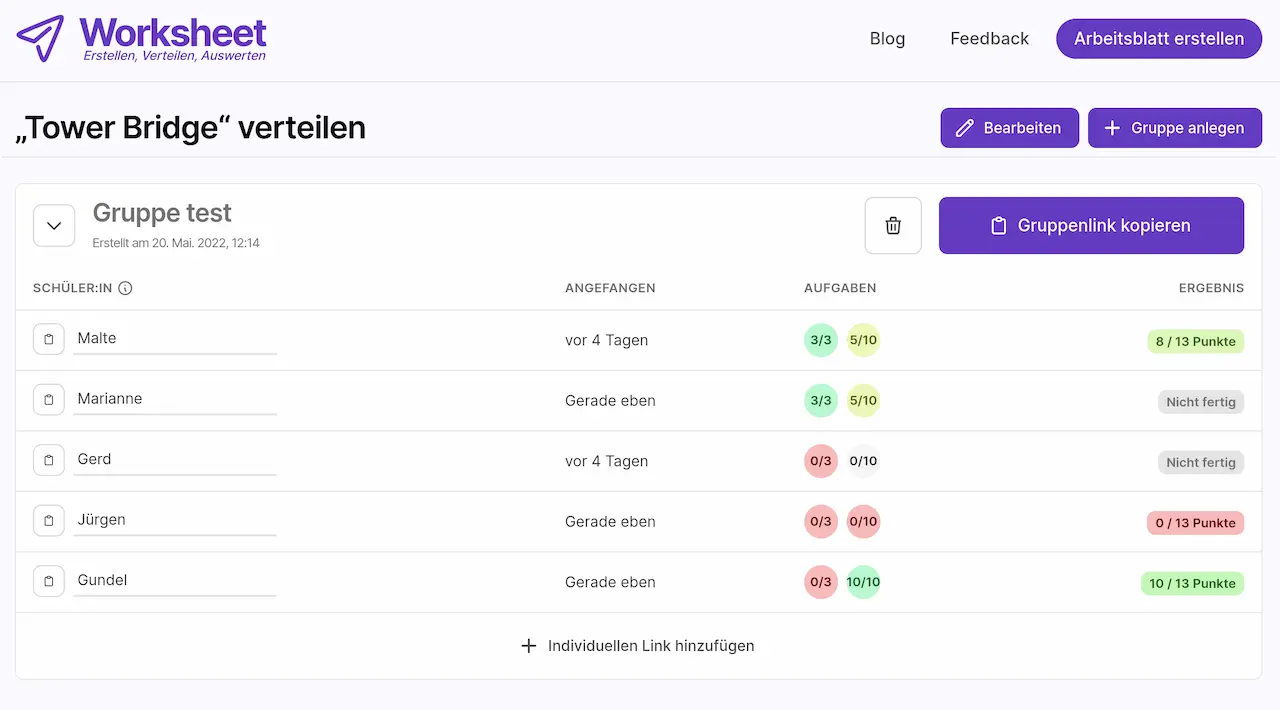 Ergebnisse tauchen jetzt von alleine auf, sobald SuS eine Aufgabe bearbeitet haben.