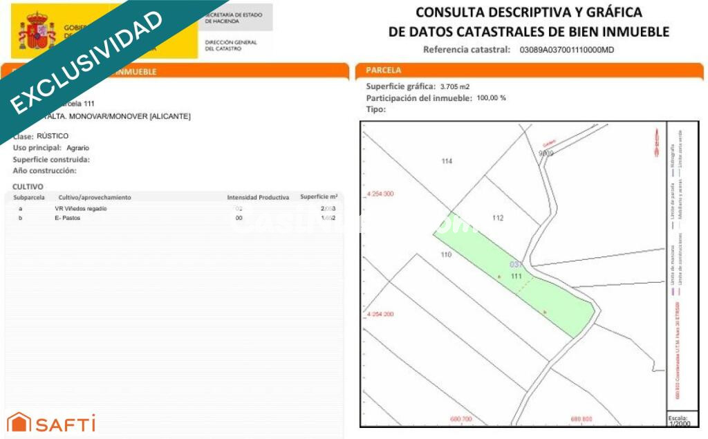 EXCLUSIVA OPORTUNIDAD – PARCELAS RÚSTICAS EN CASAS DE SANCHIS (MONOVAR)