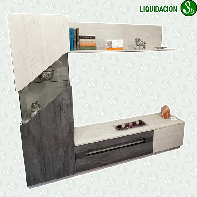 Mueble de salón moderno gris y blanco - foto 2