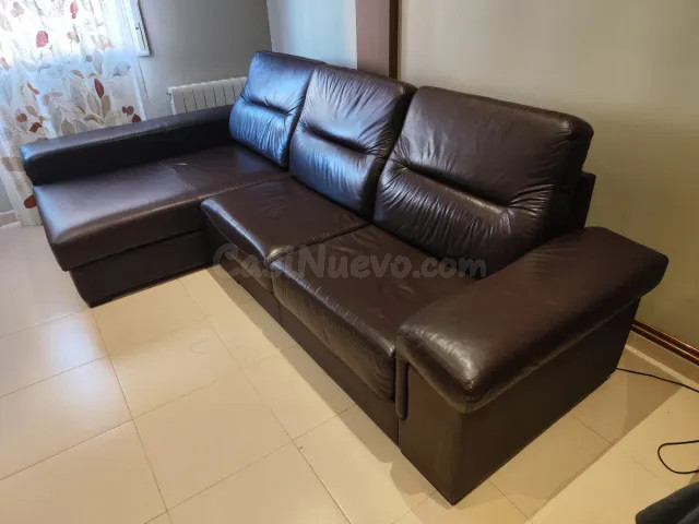 Sofá Chaiselongue Piel Marrón - foto 2