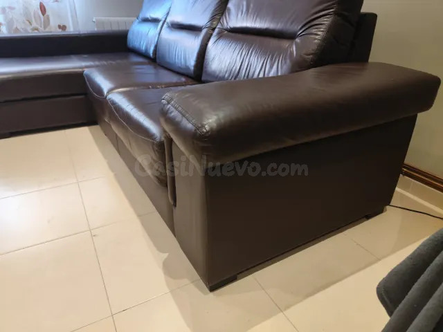 Sofá Chaiselongue Piel Marrón - foto 3