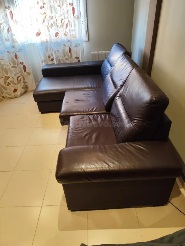 Sofá Chaiselongue Piel Marrón - foto 4