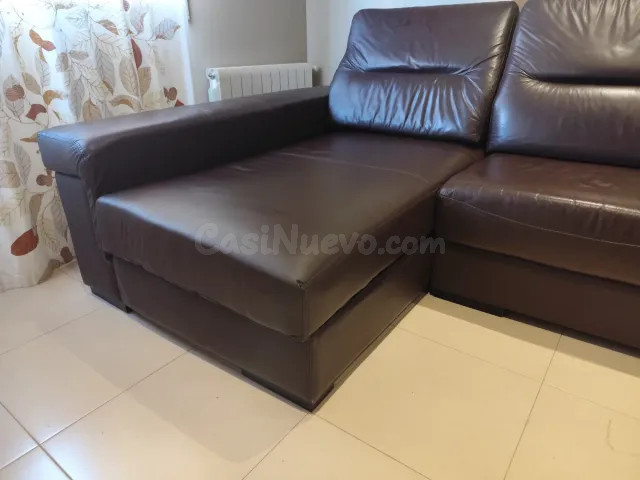 Sofá Chaiselongue Piel Marrón - foto 5