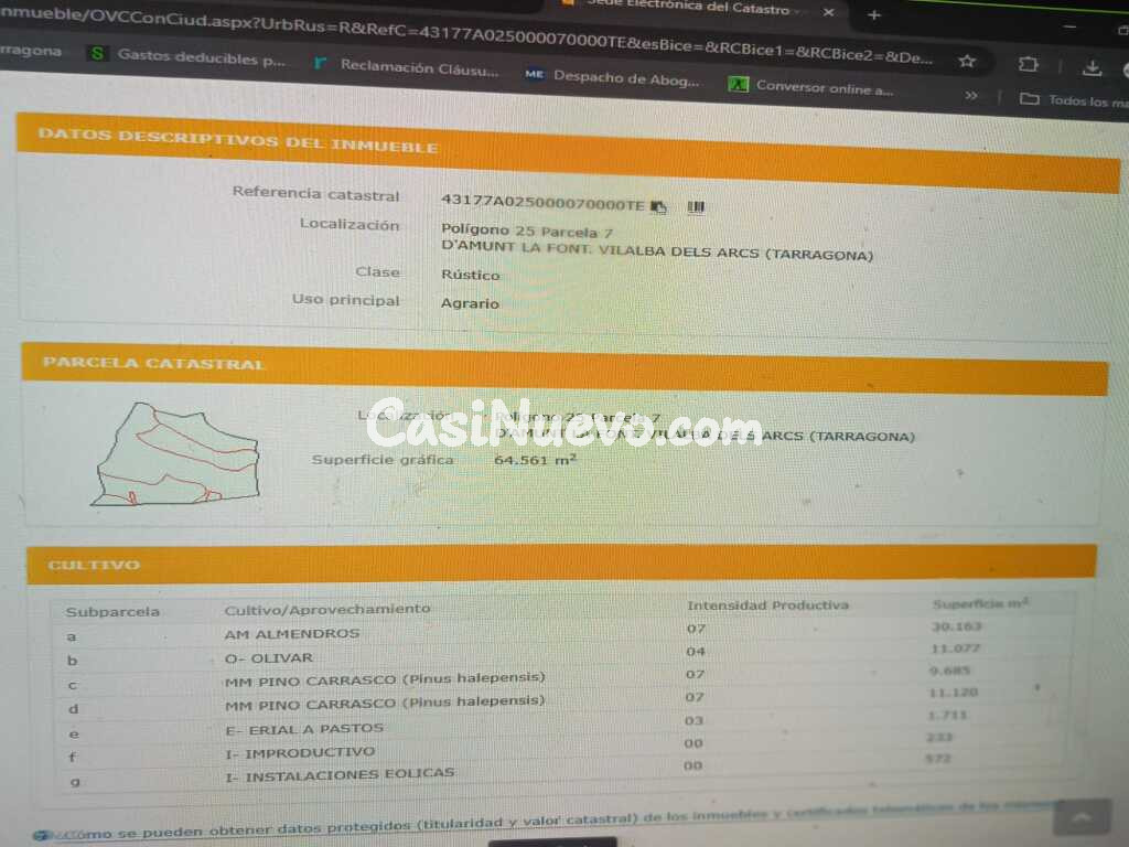 Suelo rústico en Venta en Vilalba Dels Arcs Tarragona
