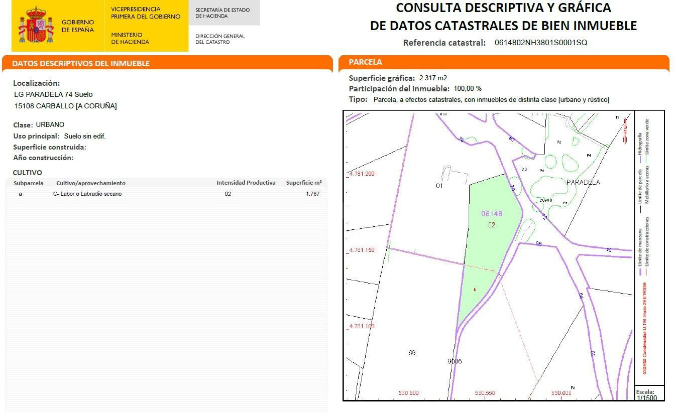 SOLAR en VENTA en PARADELA (CARBALLO - A CORUÑA)