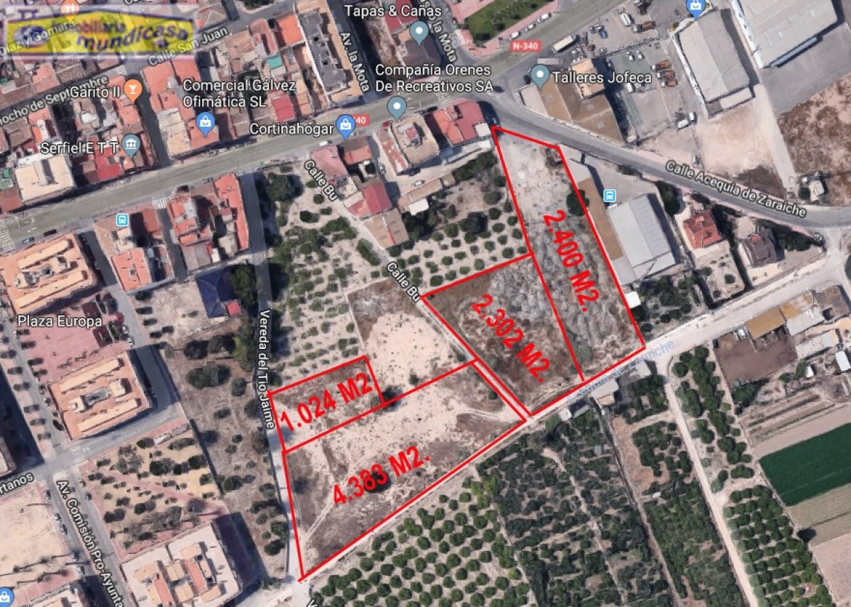 Venta de 4 parcelas en zona ampliación El Jardín de Santomera