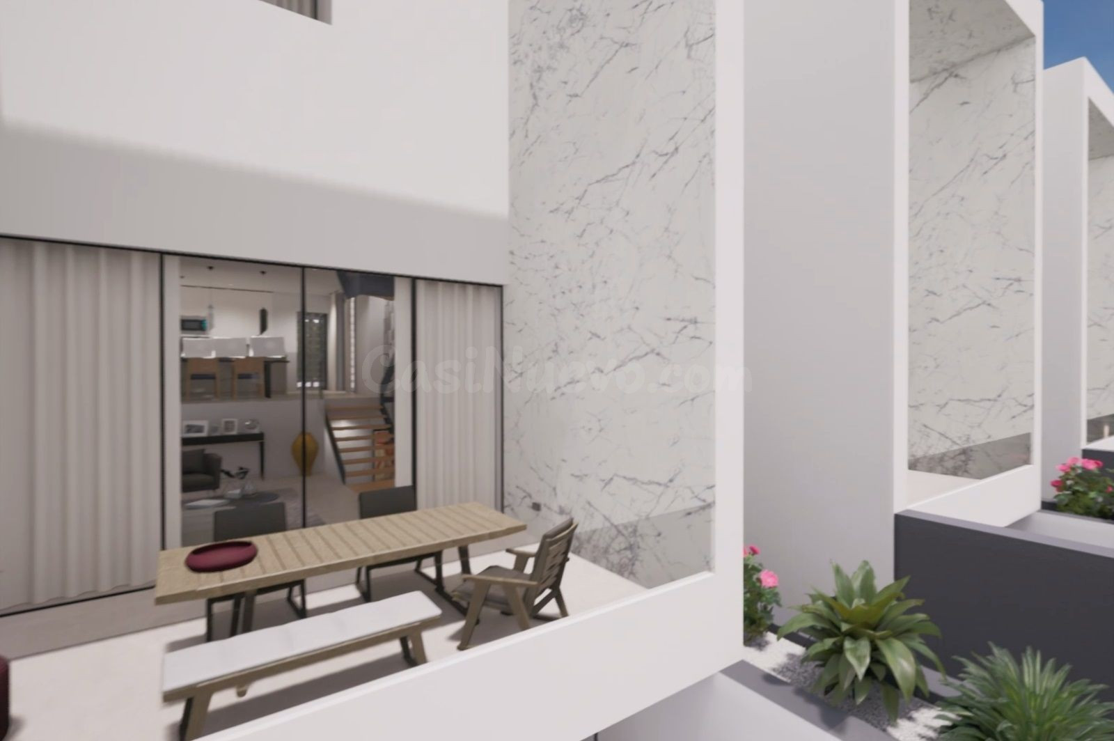 Lujosas villas independientes con piscina privada desbordante, garaje para 2 coches, 3/4 habitaciones y 3 baños en el centro de El Albir.