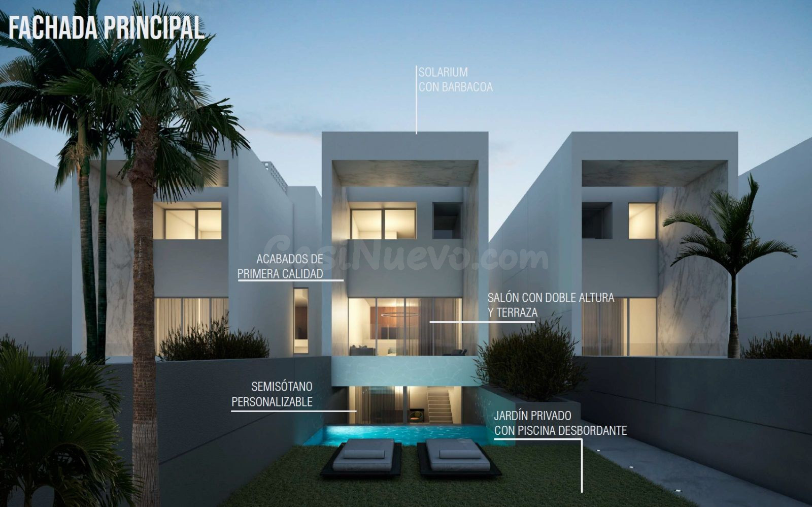 Lujosas villas independientes con piscina privada desbordante, garaje para 2 coches, 3/4 habitaciones y 3 baños en el centro de El Albir. - foto 2