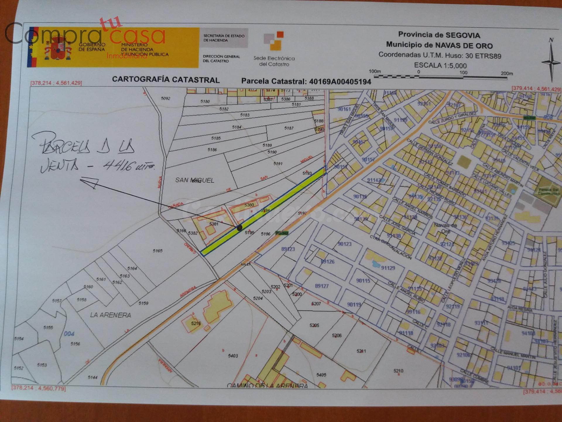 VENTA.-.PARCELA EN NAVAS DE ORO.-.SEGOVIA.-.