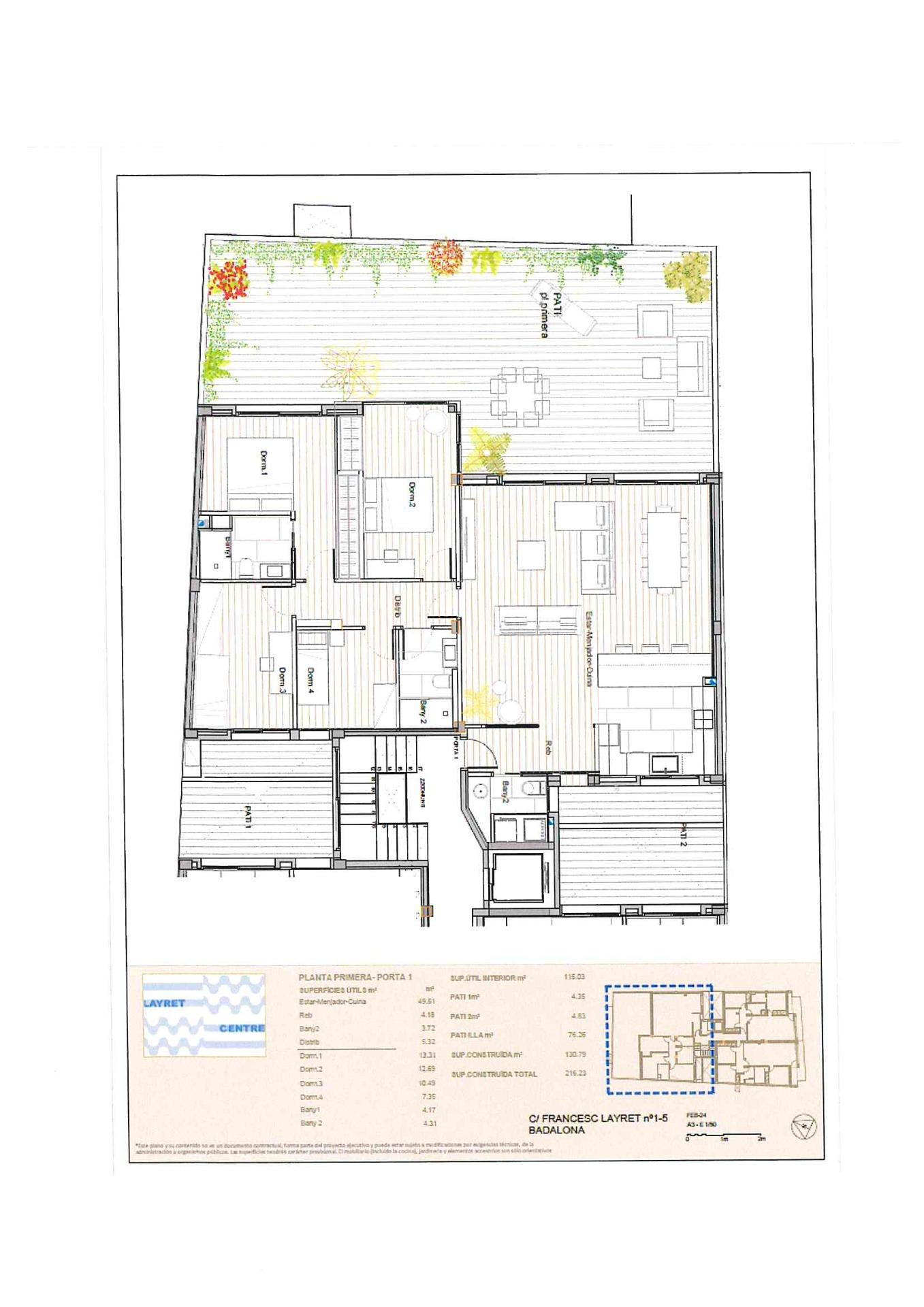 Piso de obra nueva de 4 habitaciones y gran patio en Frances - foto 3
