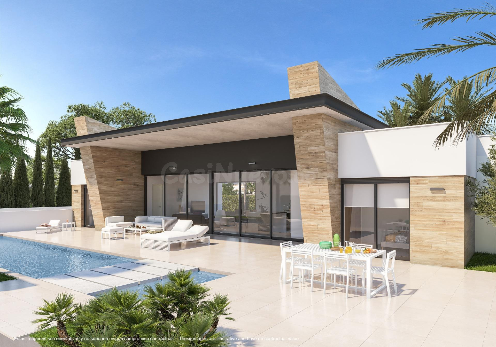 VILLA INDPENDIENTE EN UNA PLANTA DE 3 DORMITORIOS 3 BAÑOS Y PISCINA PRIVADA EN PARCELA DE 530 M2