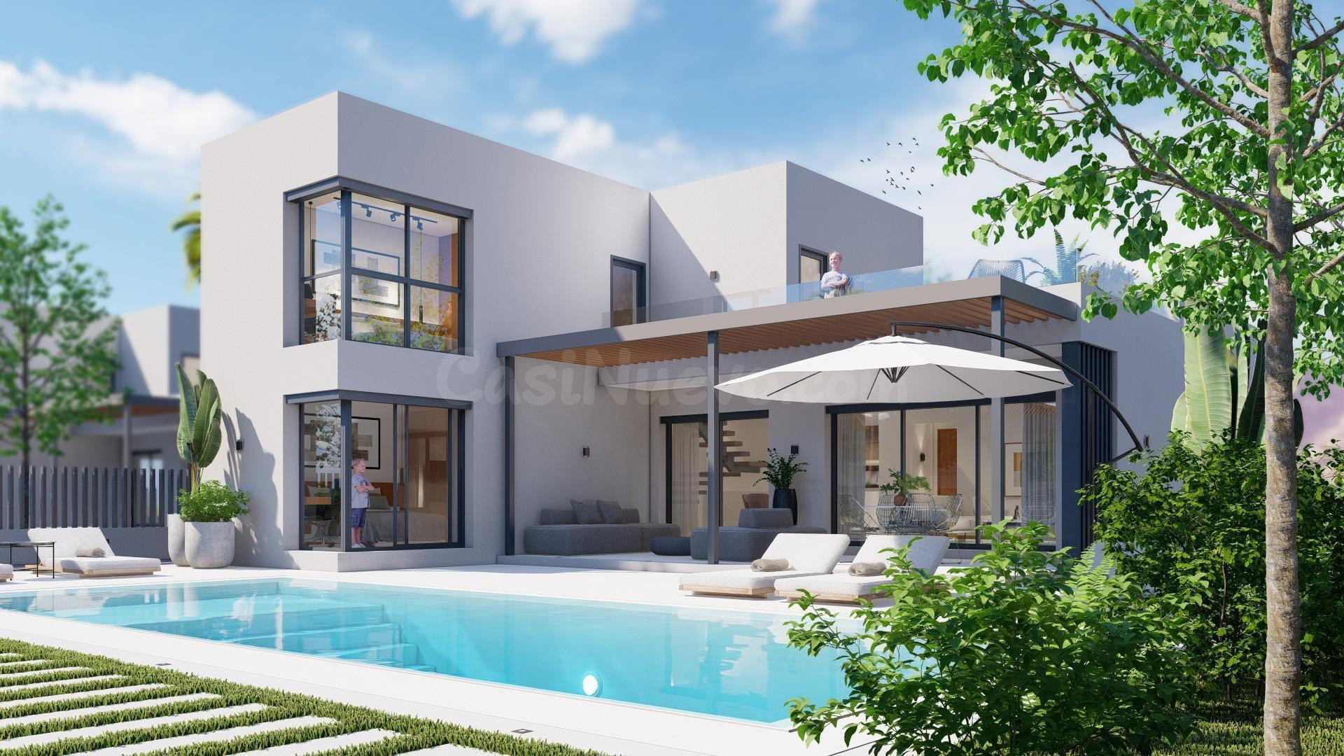 Villas de lujo en las Salinas con parcela y piscina privada.