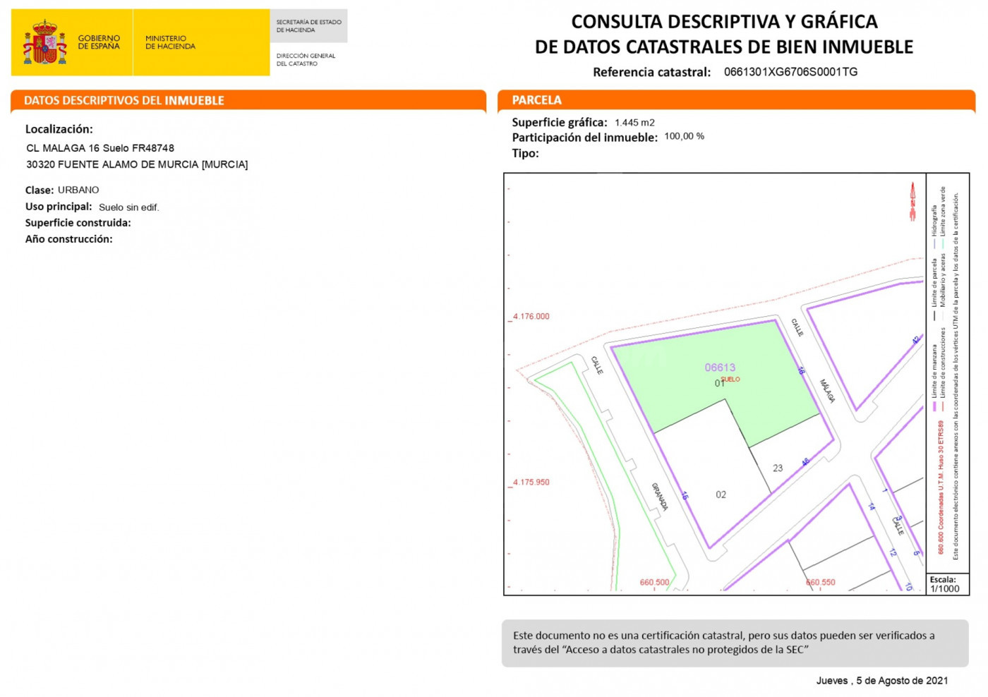 Terreno en venta en Fuente Álamo