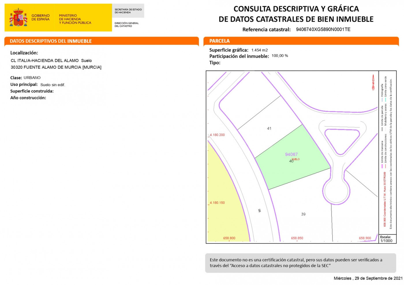 Parcela en venta en Los Almagros