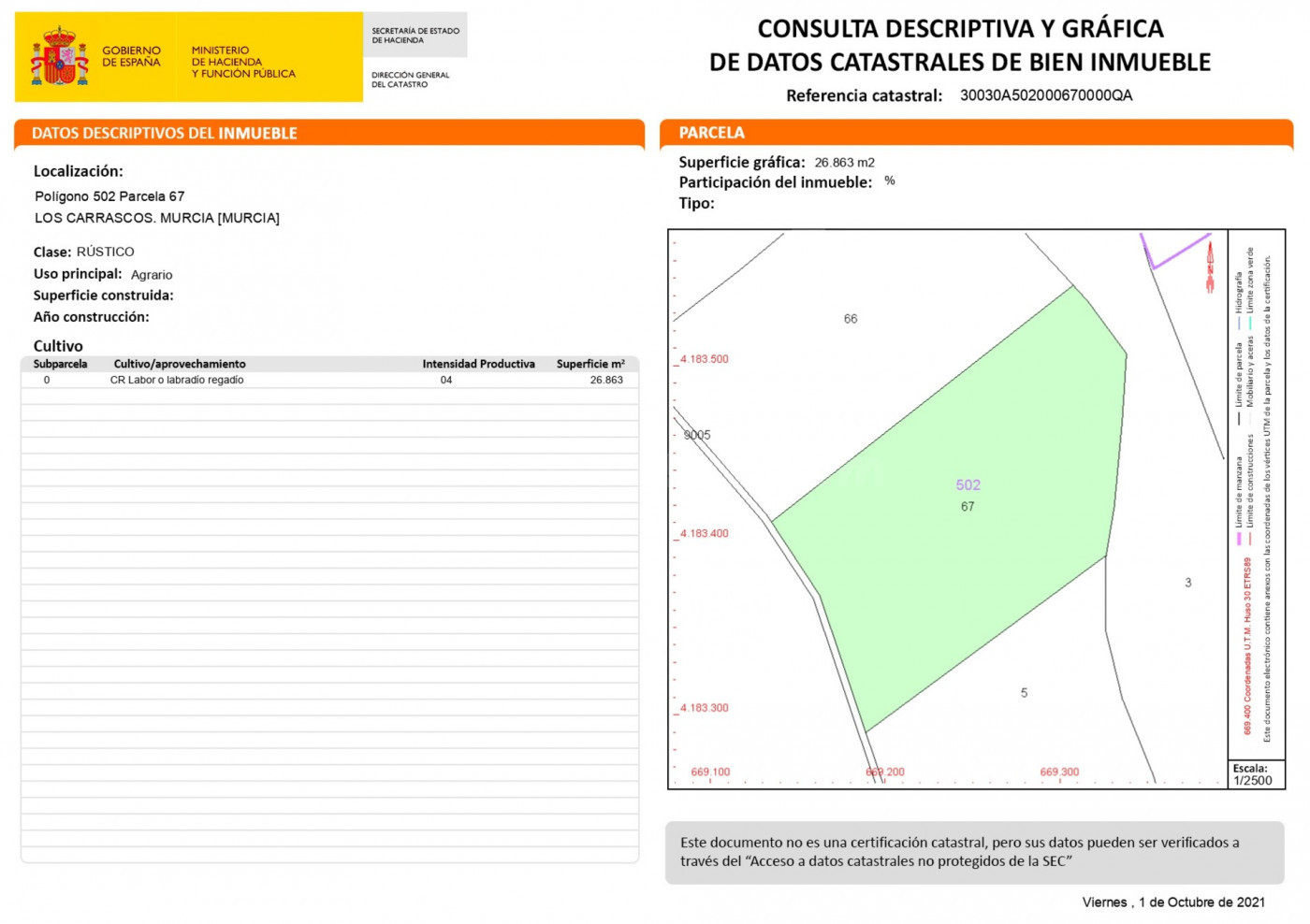 Terreno en venta en Fuente Álamo
