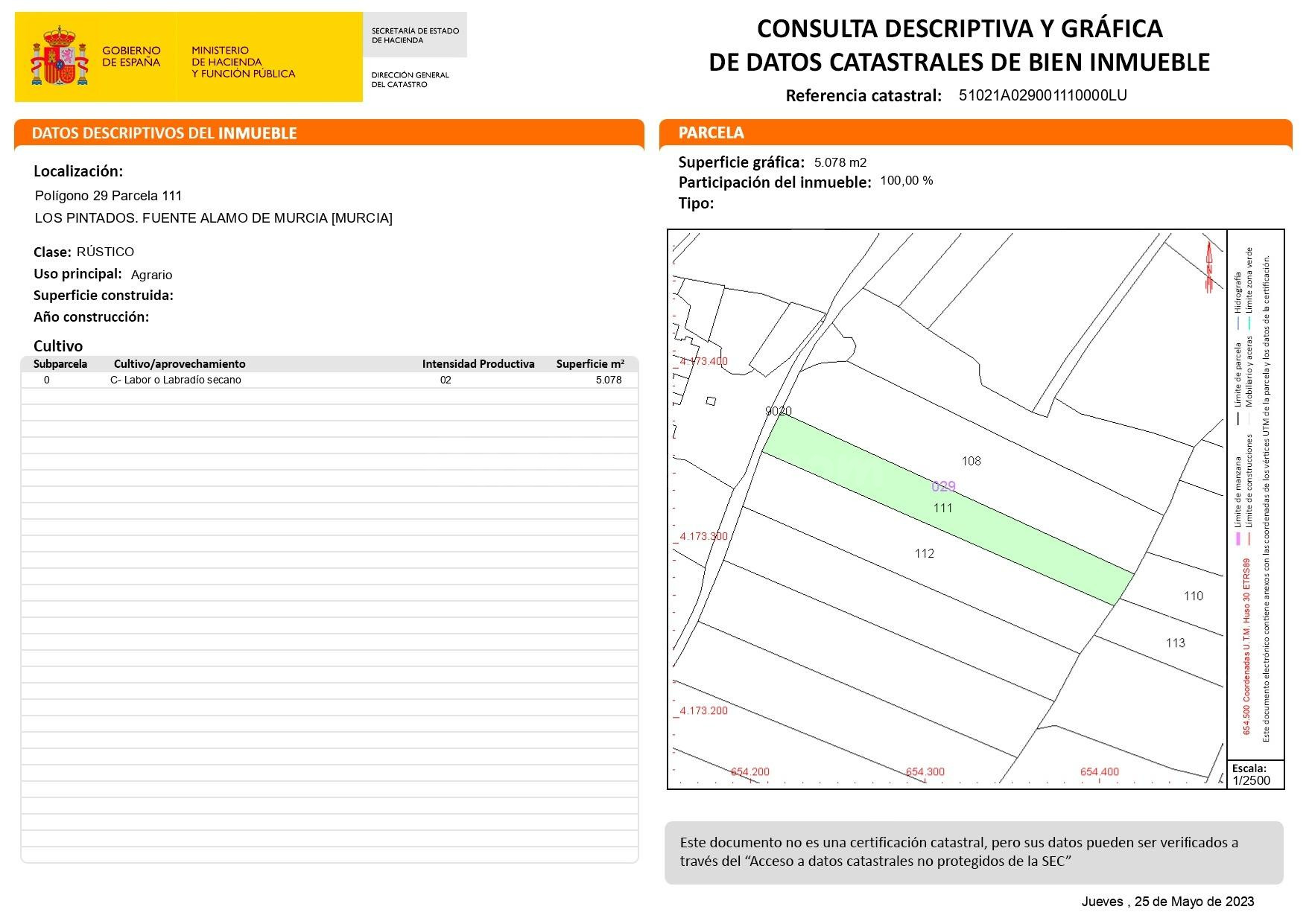 Terreno de secano a la venta en el Campillo, Fuente Álamo.
