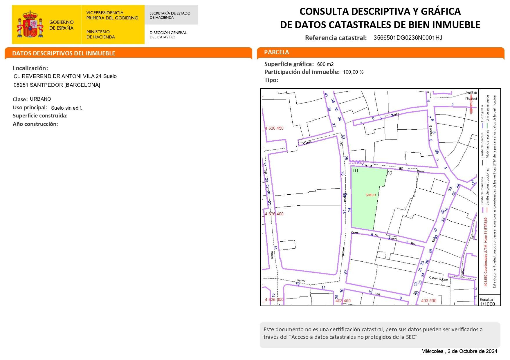 Suelo urbano para construir en el centro de Santpedor