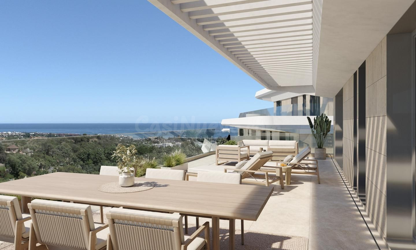 Moderno apartamento de 3 dormitorios en complejo residencial con vistas al mar en Estepona