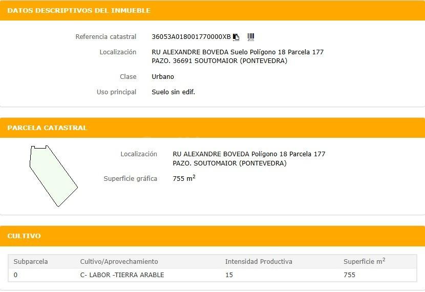 Terreno edificable de 656m2 frente al ayuntamiento de Soutomaior
