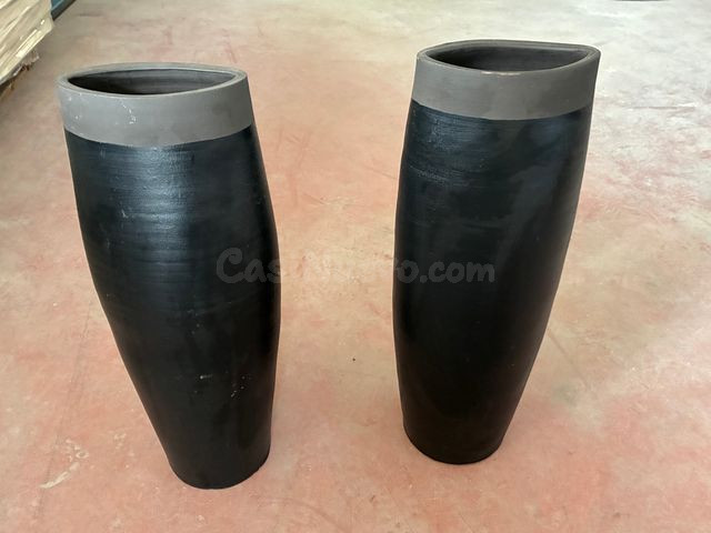 Pareja Jarrones Cerámica Negro y Gris