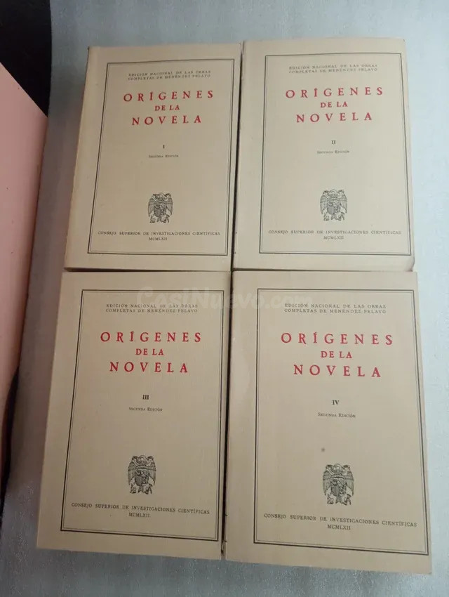 ORÍGENES DE LA NOVELA - 4 TOMOS - MENÉNDEZ PELAY