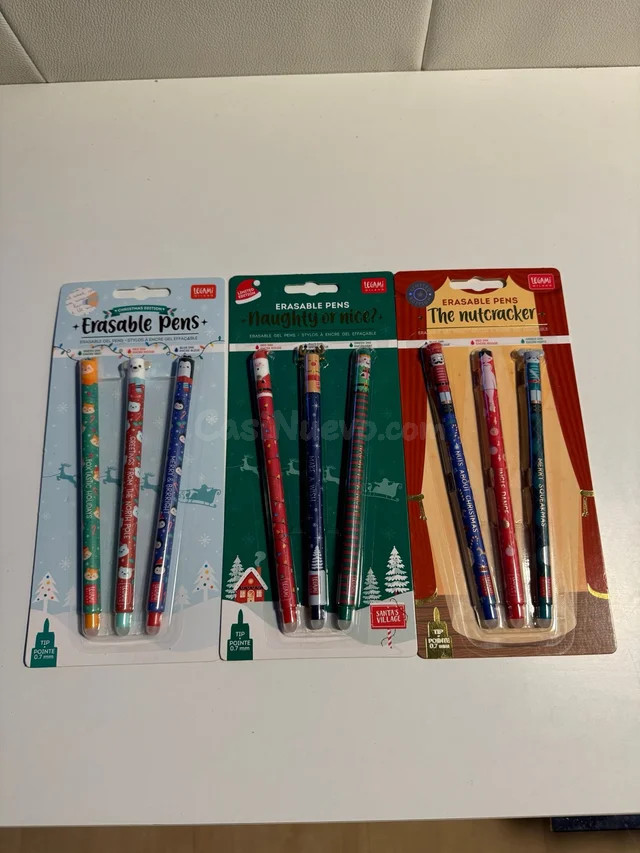 3 Pack de 3 Bolígrafos Borrables Navidad Legami