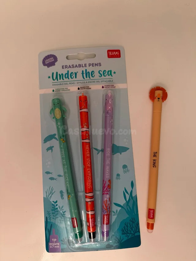 Pack 3 bolígrafos Legami Under the Sea + 1 León
