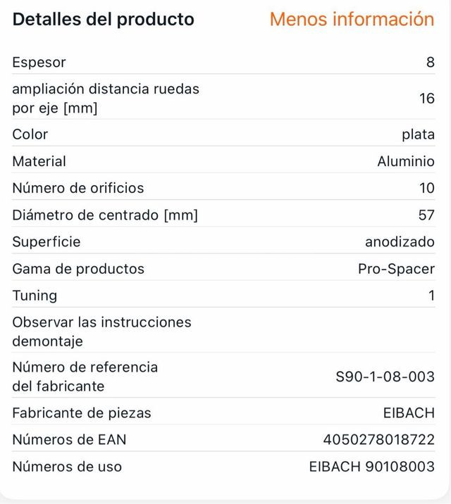 Separadores Eibach Pro-Spacer 100/108 Nuevos - foto 5